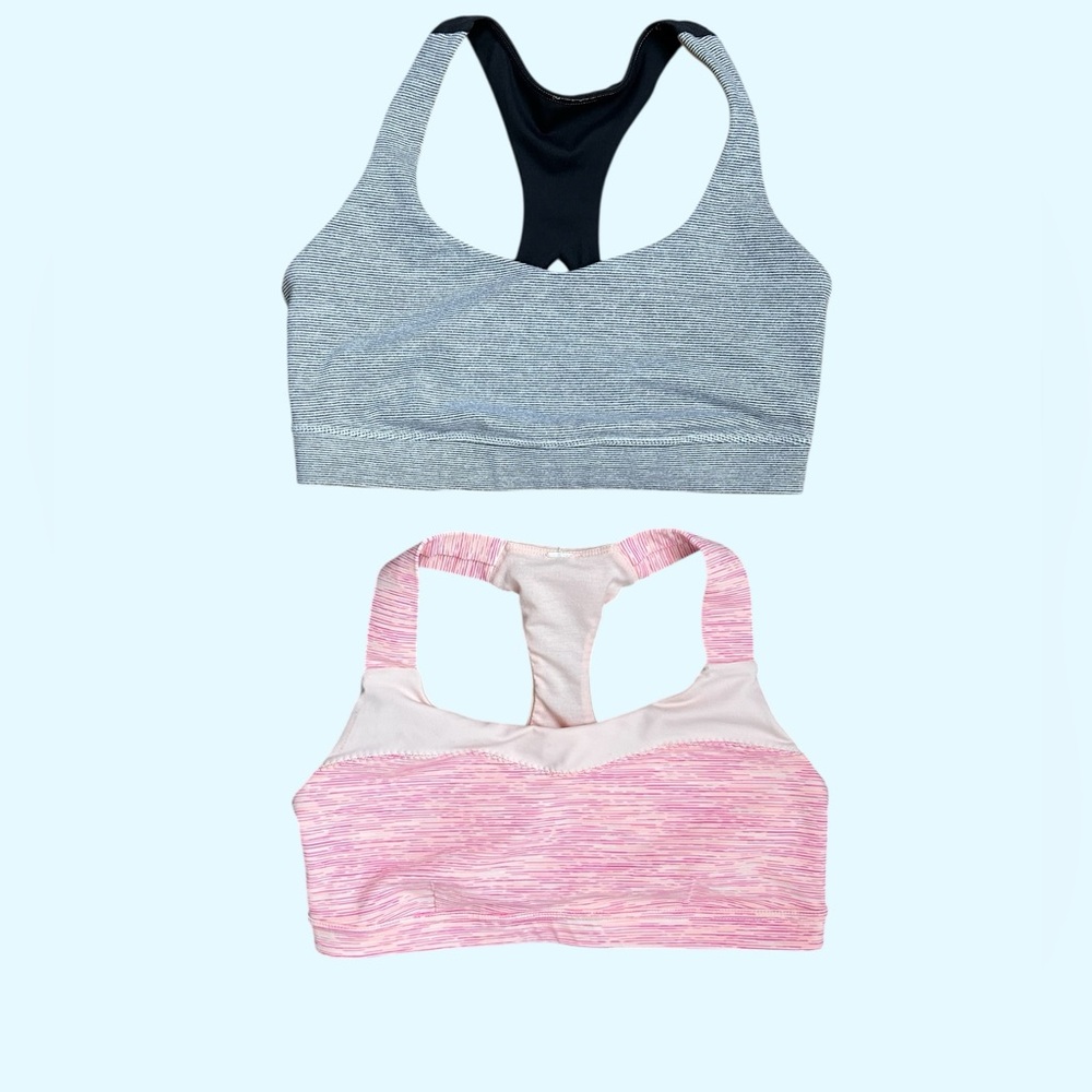 🇨🇦 🍋 Women's Racerback Sports Bras - Pink and Gray 🍋